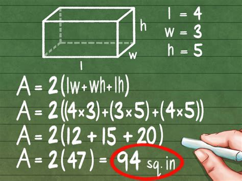 Example 3: Find the surface area of a rectangular prism as shown in the figure. Solution: The prism is in the shape of rectangular parallelopiped. So we can calculate the surface area of the prism using the surface area of a parallelepiped formula as, Surface area of prism = 2lw + 2lh + 2wh.